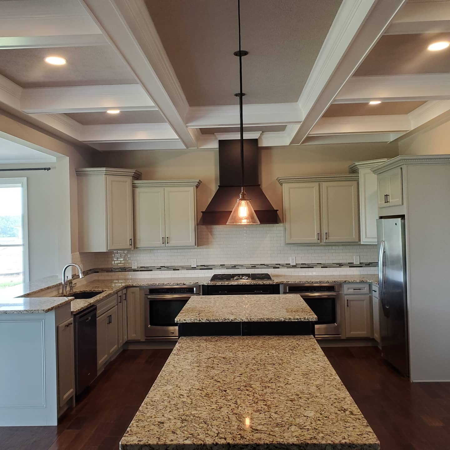 Cabinet refinishing and coffered ceilings